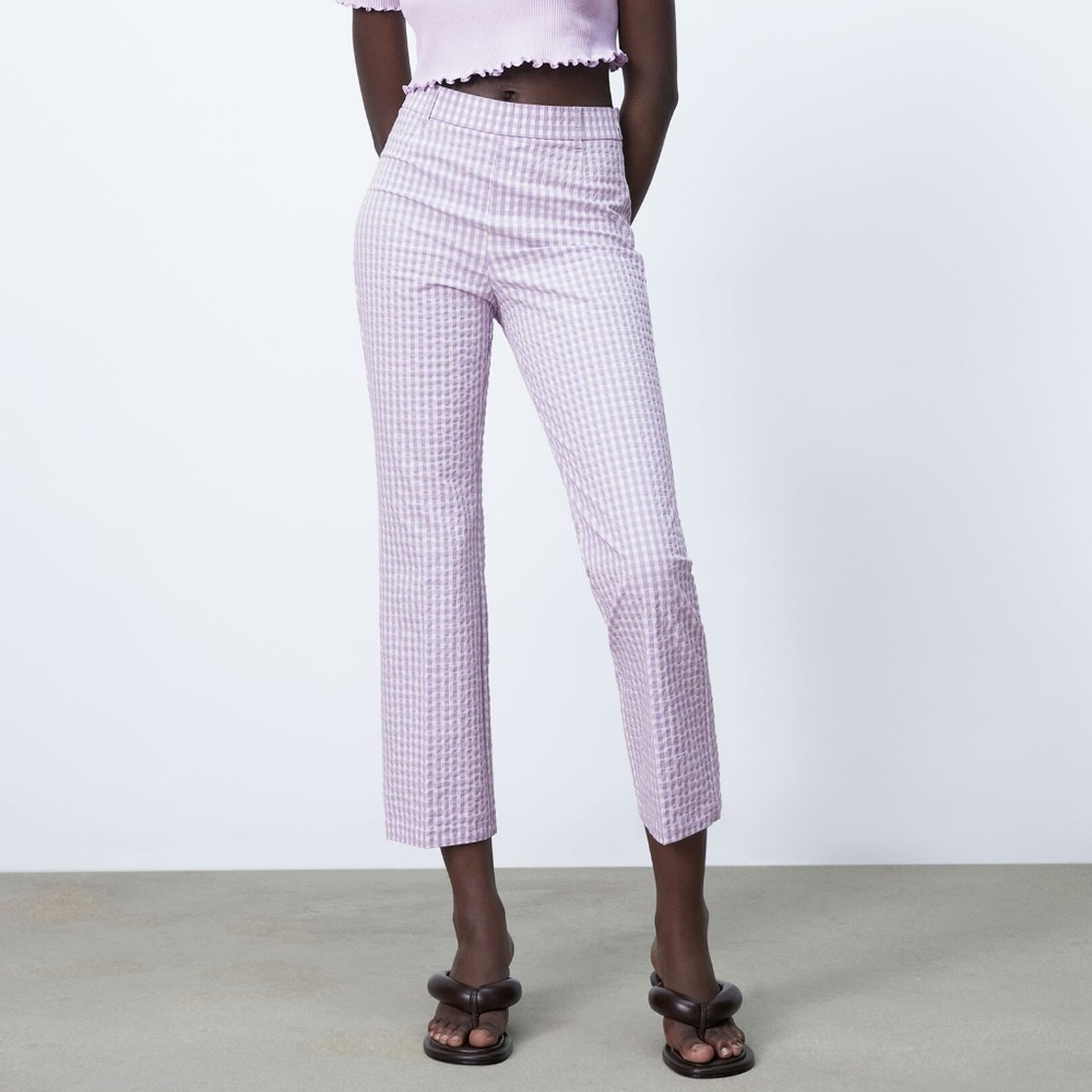 Zara straight gingham trousers S
